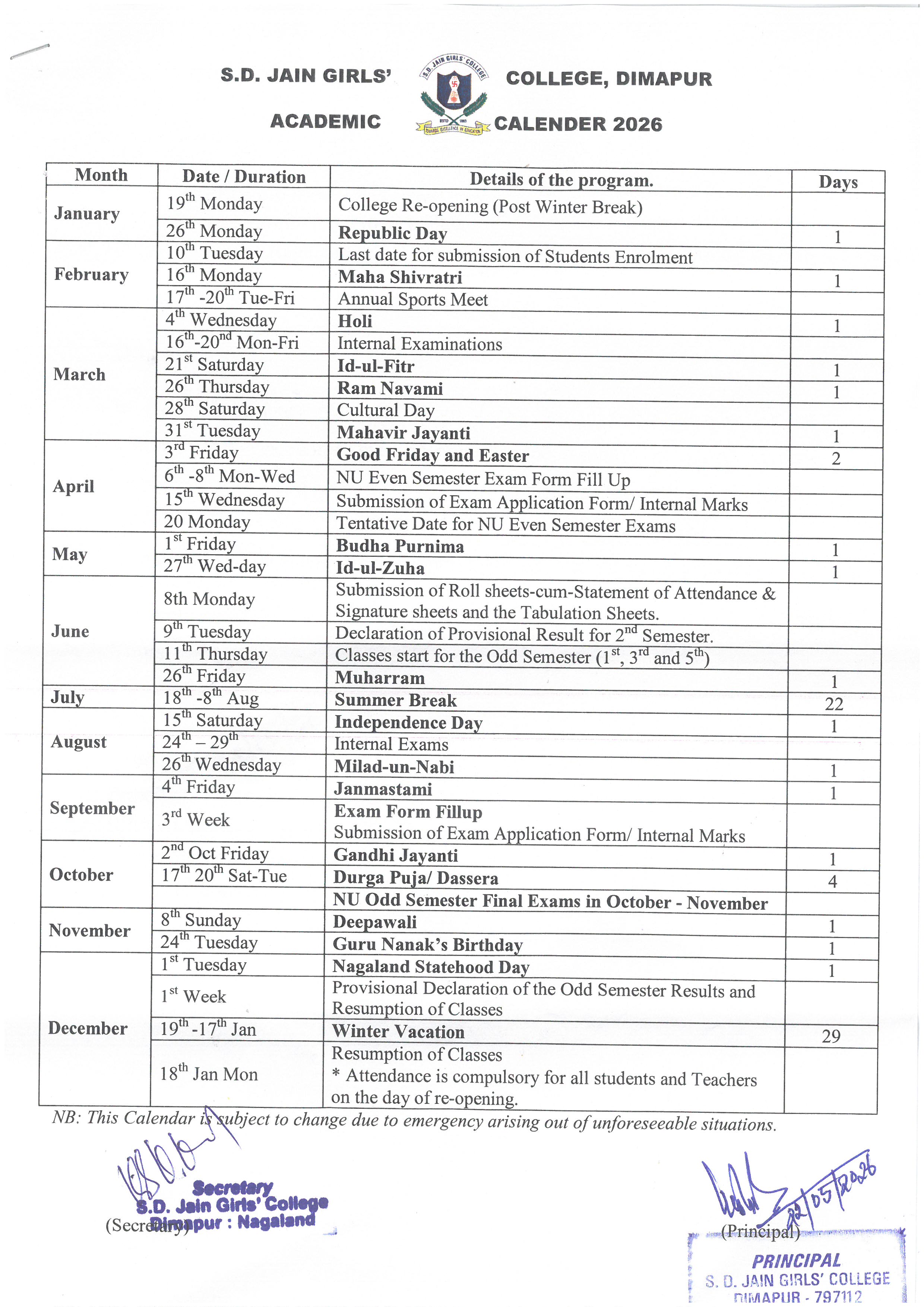 Academic Calendar 2026